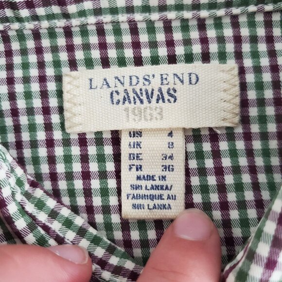 Lands End Canvas Womens Plaid Shirt Dress Size 4 Long Sleeve Button Down Preppy - Picture 3 of 7